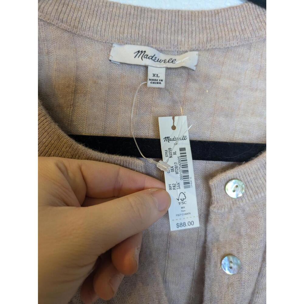 Madewell Ribbed Henley Alpaca‑Blend Knit Sweater Oatmeal Women’s Size XL - Picture 3 of 5